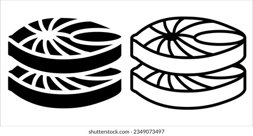 ICONO DE SALMÓN DE VECTOR EN VERSIÓN DE RELLENO Y RELLENO