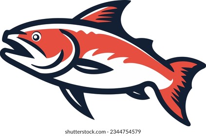vector salmon isolated on white