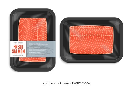 Vector Salmon Packaging Illustration Black Foam Stock Vector (Royalty ...