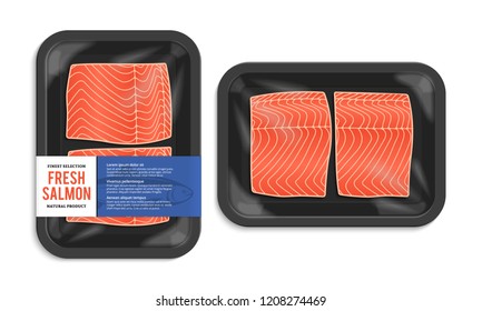 Vector Salmon Packaging Illustration Black Foam Stock Vector (Royalty ...