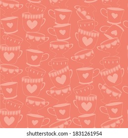 Vektor Lachs rosa Teebeutel nahtlos Muster Hintergrund. Perfekt für Stoff, Scrapbooking, Wickelpapier, Tapete-Projekte