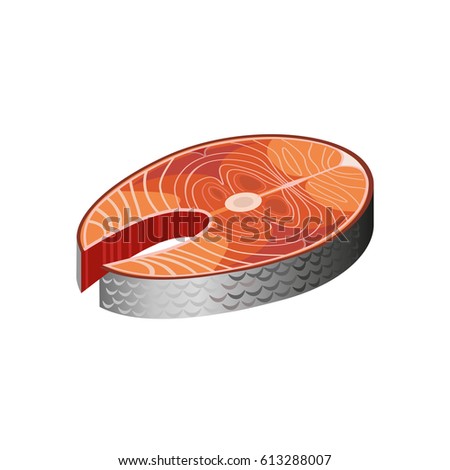 Vector salmon steak icon in flat style.