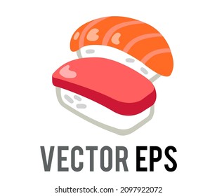 The vector salmon and tuna Japanese sushi food icon