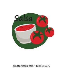Vector salsa with tomatoes. Mexican food.