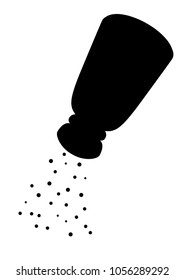 Vector salt or pepper shaker black silhouette isolated on white background