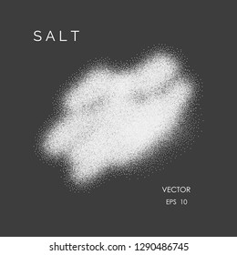 Vector salt or sugar isolated on dark grey background. Culinary design elements.