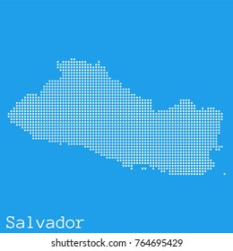 Vector Salvador  map silhouette dotted on blue background