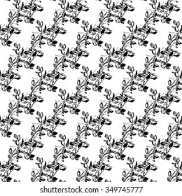 Vector samless floral pattern. Abstract black leaves and flowers. illustration. EPS