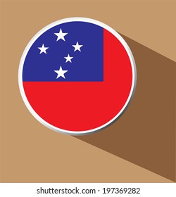 Vector - Samoa Flag button icon with long shadow 