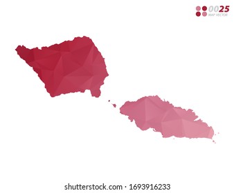 Vector of Samoa map red polygon triangle mosaic with white background. style gradient.