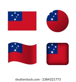 Juego de iconos de la bandera nacional de Samoa vectorial