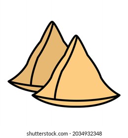 Diseño de iconos de esquema rellenados de Samosas vectoriales
