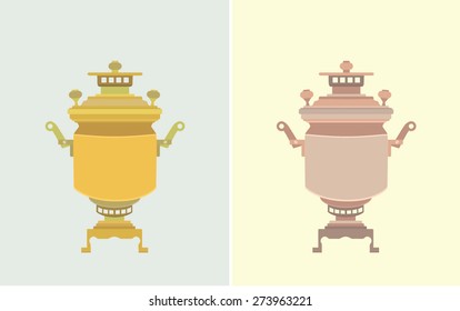 Vector samovar icons - kettle. Tea time