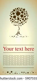 Vector sample of design with decorative tree from colorful autumn leafs. Thanksgiving