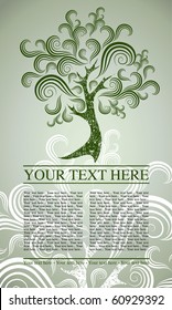 Vector sample of design with decorative tree from colorful autumn leafs and place for text. Thanksgiving