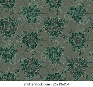 Vector sample floral background of kaleidoscope. Tile with floral ornament