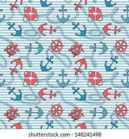 Vector sample Pattern Seamless with Marine elements