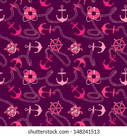Vector sample Pattern Seamless with Marine elements