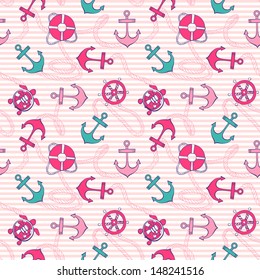 Vector sample Pattern Seamless with Marine elements. Sample of Scrapbook paper