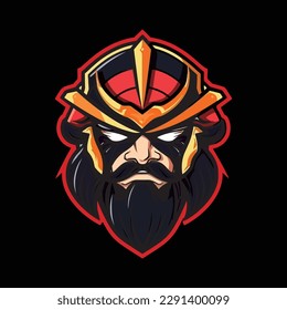 vector samurai esport mascot design illustration