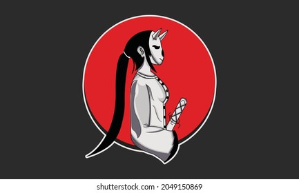 Vector Samurai Girl Design Illustration