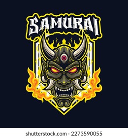 Vector samurai mascot logo template for esport and sport logo team