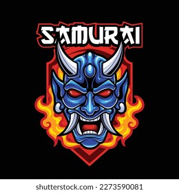 Vector samurai mascot logo template for esport and sport logo team