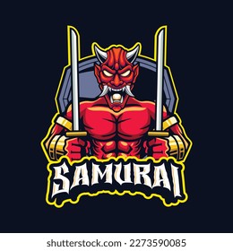 Vector samurai mascot logo template for esport and sport logo team