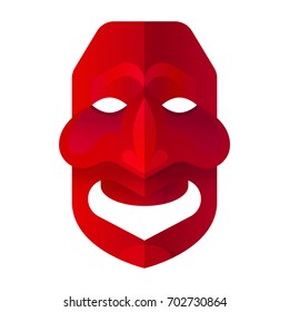 Vector samurai red mask. Japanese traditional realistic mask. Vector EPS 10 illustration.