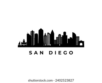 Vector San Diego skyline. Travel San Diego famous landmarks. Business and tourism concept for presentation, banner, web site.