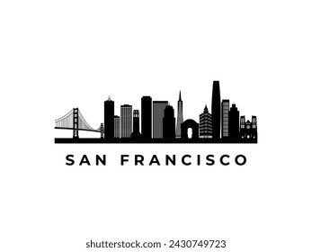 Vector San Francisco skyline. Travel SF famous landmarks. Business and tourism concept for presentation, banner, web site.