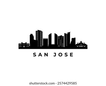 Vector San Jose skyline. Travel San Jose famous landmarks. Business and tourism concept for presentation, banner, web site.