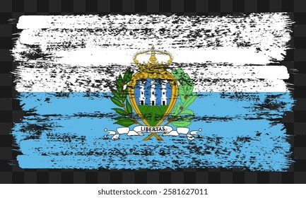 Vector San Marino flag in grunge style on transparent background