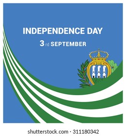 Vector San Marino Independence Day 3rd September Celebration Card. white and green lines on blue background Illustration