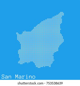 Vector  San Marino map silhouette dotted on blue background