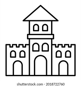 Vector Sand Castle Outline Icon Design
