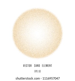 Vector sand circle isolated on white background. Gritty texture. Sand design element.