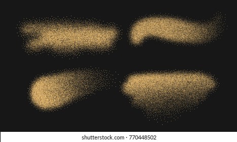 Vector sand stains set isolated on black background. Decorative elements.