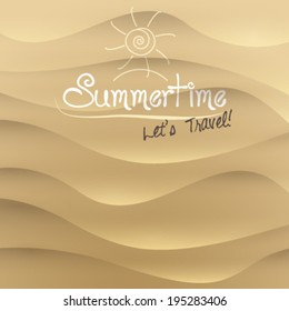 Vector sand summer travel motivational background illustration