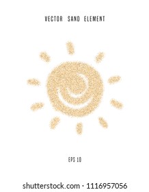 Vector sand sun isolated on white background. Gritty texture. Sand design element.