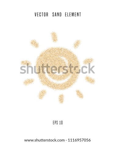 Vector sand sun isolated on white background. Gritty texture. Sand design element.