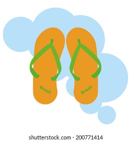 Vector Sandals Cartoon Illustration Editable With Background