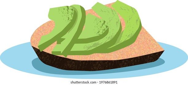 Vector sandwich with avocado slices. Bread with vegetables.