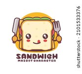 vector sandwich cartoon mascot, suitable for, logos, prints, stickers, etc, isolated on a white background.