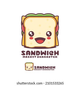 vector sandwich cartoon mascot, suitable for, logos, prints, stickers, etc, isolated on a white background.