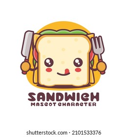 vector sandwich cartoon mascot, suitable for, logos, prints, stickers, etc, isolated on a white background.