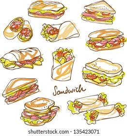 Vector Sandwich Doodle