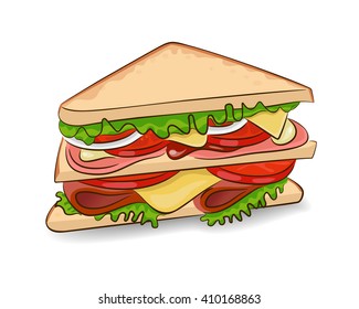 Vector sandwich. Fast food.