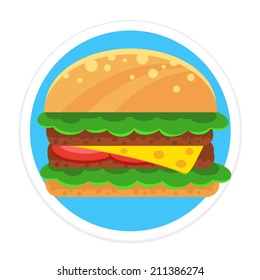 Vector Sandwich Flat Round Icon