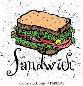 Vector Sandwich hand drawn illustration